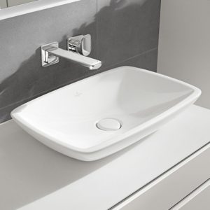Villeroy and Boch, ventil pentru lavoar cu preaplin, push-open, cu capac ceramic alb