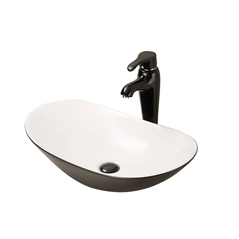 Lavoar pe blat Fluminia, My night, oval, alb-negru, 60.5 x 36 cm Lavoar pe blat Fluminia, My night, oval, alb-negru, 60.5 x 36 cm