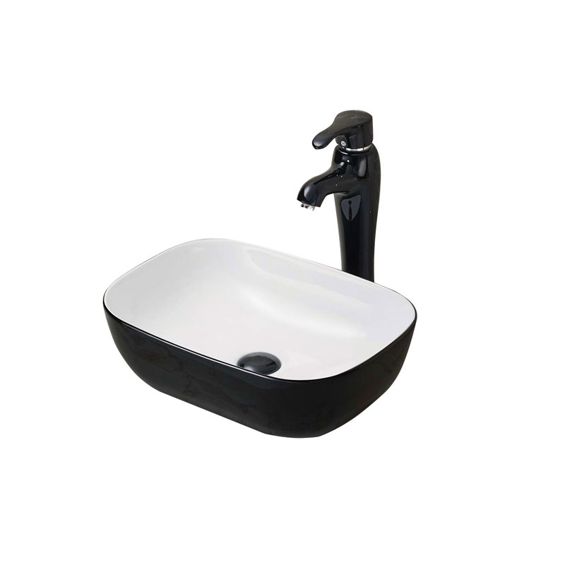 Lavoar pe blat Fluminia, Crius, dreptunghiular, alb-negru, 45.5 x 32 cm